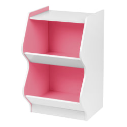 IRIS 27"H 2-Tier Bookshelf With Footboard, White/Pink