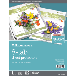 Office Depot® Brand Tabbed Sheet Protectors, 8-1/2" x 11", 8-Tab, Clear