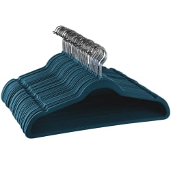 Elama Flocked Velvet Clothes Hangers, Adult, Blue, Pack Of 50