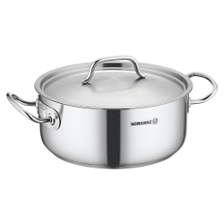 Korkmaz Gastro Proline Stainless Steel Low Casserole With Lid, 4.5 Liter, Silver