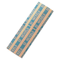 PAP-R Flat Coin Wrappers - Total $2.00 in 40 Coins of 5&cent; Denomination - Heavy Duty - Paper, Kraft - Blue
