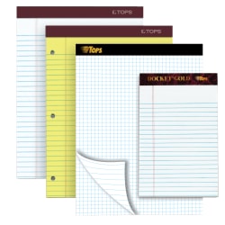 TOPS™ Double Docket® Gold Writing Pad, 8 1/2" x 11", Quad/Narrow Ruled, 160 Pages (80 Sheets), White