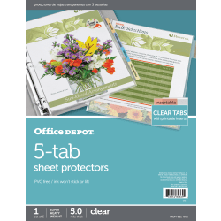 Office Depot® Brand Tabbed Sheet Protectors, 8-1/2" x 11", 5-Tab, Clear