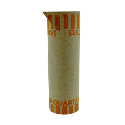 PAP-R Tubular Coin Wrappers - Total $10 in 40 Coins of 25&cent; Denomination - Heavy Duty, Burst Resistant - Kraft - Orange