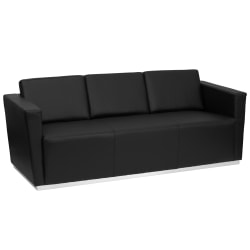 Flash Furniture HERCULES Trinity Series Contemporary LeatherSoft Sofa with Stainless Steel Recessed Base, Black
