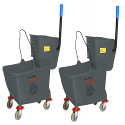 Alpine Industries 36-Quart PVC Mop Buckets With Side Wringers, 34" x 15", Gray, Pack Of 2 Buckets