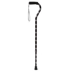 Medline Adjustable Aluminum Offset-Handle Cane, 29" - 38"H, Black Argyle