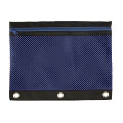 Office Depot Brand 3-Ring Mesh Pencil Pouch, 8" x 10-1/4", Blue