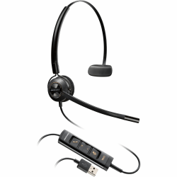 Poly EncorePro 545 USB-A Convertible Headset, Mono, Wired, Over-The-Head, On-Ear, Monaural, Supra-aural, Black, 783R4AA