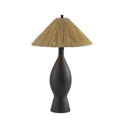 Adesso Maren Table Lamp, Black/Raffia Grass Shade