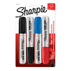 Sharpie® King-Size™ Permanent Markers, Assorted Colors, Pack Of 4