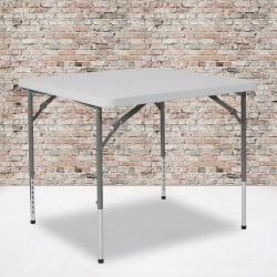 Flash Furniture Square Height-Adjustable Plastic Folding Table, 29"H x 33-1/2"W x 33-1/2"D, Granite White