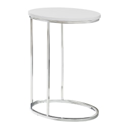 Monarch Specialties Xavier Accent Table, 25"H x 12"W x 18-1/2"D, White/Chrome