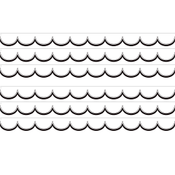 Teacher Created Resources Scalloped Border Trim Pack, 35’, White/Black, Set Of 6 Packs