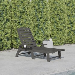 Flash Furniture Monterey All-Weather Adjustable Adirondack Lounge Chair with Cup Holder, Gray