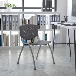 Flash Furniture HERCULES Series Plastic Stack Chair With Titanium Frame, Gray