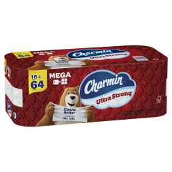 Charmin Ultra Strong 2-Ply Bathroom Tissue Rolls, 4" x 4-1/2", White, 242 Sheets Per Roll, Pack Of 16 Rolls