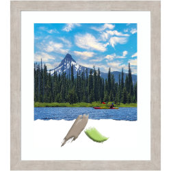 Amanti Art Rectangular Wood Picture Frame, 23" x 27", Matted For 16" x 20", Marred Silver