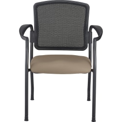 WorkPro® Spectrum Series Mesh/Vinyl Stacking Guest Chair With Antimicrobial Protection, With Arms, Beige, Set Of 2 Chairs, BIFMA Compliant