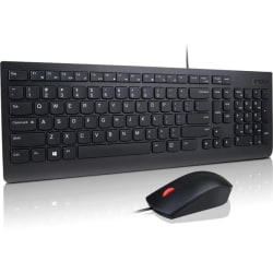 Lenovo Essential Wired Keyboard and Mouse Combo - USB Cable - Spanish (Latin America) - USB Cable - Optical - 1000 dpi - Compatible with Tablet, Notebook, Desktop Computer for Windows, Linux