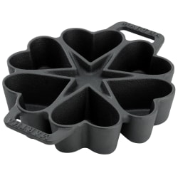 Martha by Martha Stewart 6-Cup Heart Mold Pre-Seasoned Cast Iron Pan, Black