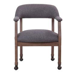 Boss Office Products Traditional Guest Chair, With Casters, Slate Gray/Brown
