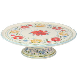 Gibson Elite Anaya Hand-Painted Stoneware Cake Stand, 12", Multicolor