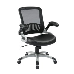 Office Star™ Work Smart™ Faux Leather/Mesh Mid-Back Chair, Black/Silver