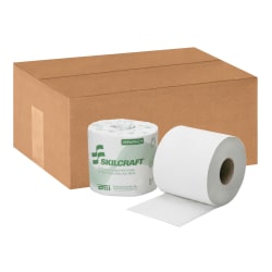 SKILCRAFT® 2-Ply Individually Wrapped Toilet Paper, 100% Recycled, 500 Sheets Per Roll, Pack Of 96 Rolls (AbilityOne 8540-01-630-8729)