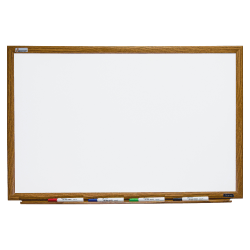 SKILCRAFT® Magnetic Dry-Erase Whiteboard, 36" x 24", Wood Frame With Oak Finish (AbilityOne 7110 01 334 7079)