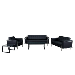 Flash Furniture HERCULES LeatherSoft Double Stitch Detail Reception Set with Encasing Frame, Black