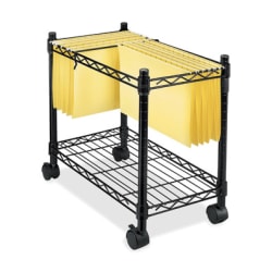 Fellowes High-Capacity Rolling File Cart - 4 Casters - Metal, Steel - 24" Width x 14" Depth x 20.5" Height - Black
