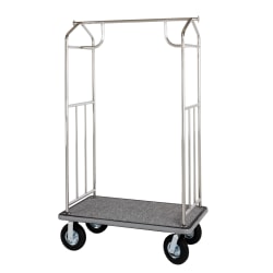 Hospitality 1 Source Transporter Bellman's Cart, 68"H x 43"W x 25"D, Gray Carpet/Chrome