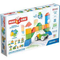 Geomag Magicubes Shapes Magnetic Building Blocks Recycled, 32 Pieces