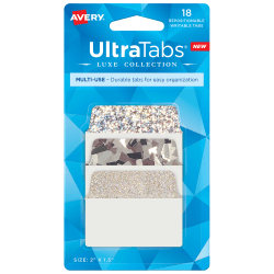 Avery® Luxe Collection™ Ultra Tabs®, 2" x 1-1/2", Silver Holographic Designs, Pack Of 18 Tabs