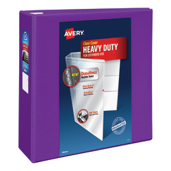 Avery® Heavy-Duty View 3-Ring Binder With Locking One-Touch EZD™ Rings, 4" D-Rings, 43% Recycled, Purple