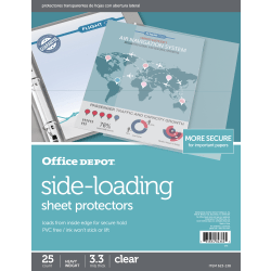 Office Depot® Brand Side-Loading Sheet Protectors, 8-1/2" x 11", Clear, Pack Of 25