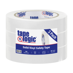 BOX Packaging Solid Vinyl Safety Tape, 3" Core, 1" x 36 Yd., White, Case Of 3