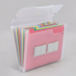 Office Depot® Brand 13-Pocket Stand-Up Expanding File, Letter Size, Clear/Assorted Color Peek