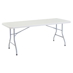 National Public Seating Blow-Molded Folding Table, Rectangular, 72"W x 30"D, Light Gray/Gray
