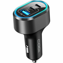 CODi 65W Triple Port Car Charger - USB-C (2), USB-A Outputs