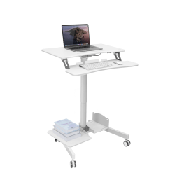 Mount-It! Mobile Sit-Stand Computer Workstation, 43-5/16"H x 28"W x 23"D, White