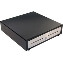 APG Cash Drawer Vasario 1616 Cash Drawer - 5 Bill x 8 Coin - Dual Media Slot, Stainless Steel - Black - USB - 4.3" H x 16.2" W x 16.3" D