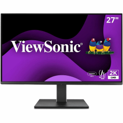 ViewSonic VG2752-2K 27 Inch IPS 1440p Ergonomic Monitor with Tilt, Swivel, Pivot, Height Adjust, 100Hz, 5-Port USB Hub, HDMI, DisplayPort, and 65W USB C Inputs - 27" Viewable - In-plane Switching (IPS) Technology - LED Backlight - 2560 x 1440