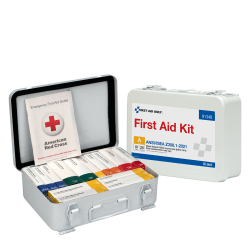 First Aid Only 25-Person 16-Unit Metal First Aid Kit, 6"H x 9"W x 2-7/16"D, Kit Of 83 Pieces