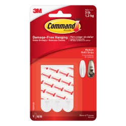 Command Medium Refill Strips, 9-Command Strips, Damage-Free, White