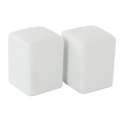 Our Table Simply White Porcelain Square Salt And Pepper Shakers, 3" x 2-1/4", White