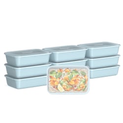 Bentgo Prep 1-Compartment Containers, 6-1/2"H x 6"W x 8-3/4"D, Sky, Total Qty 10