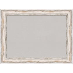 Amanti Art Rectangular Non-Magnetic Cork Bulletin Board, Gray, 33" x 25", Alexandria White Wash Wood Frame