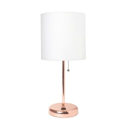 LimeLights Stick Lamp with USB Port, 19-1/2"H, White Shade/Rose Gold Base